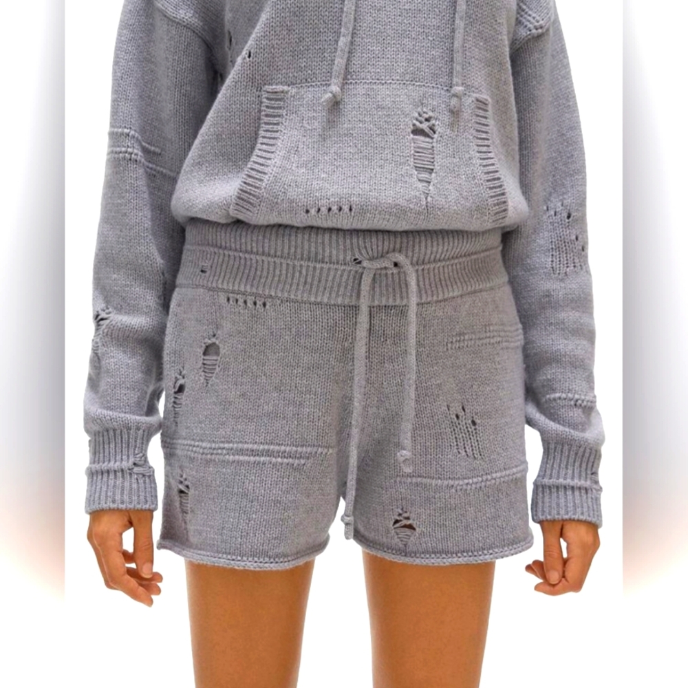 Helmut Lang Distressed Shorts Knit Woven Size Medium
